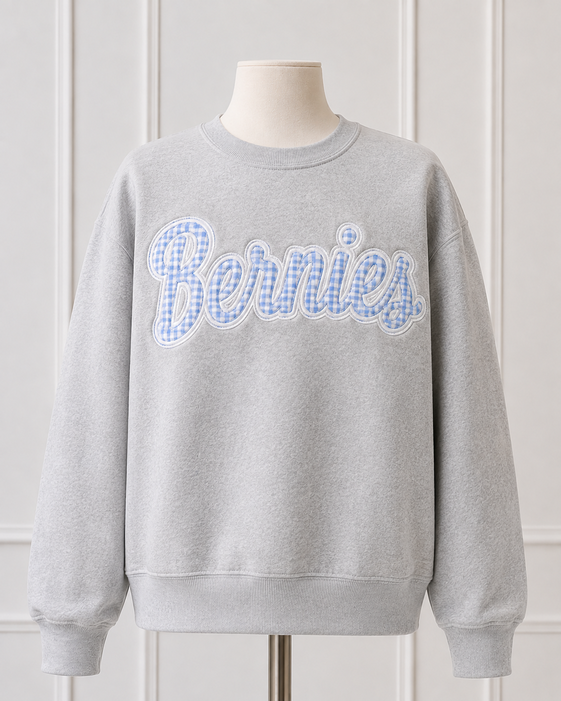 Bernie's Gingham Embroidered Crewneck (Preorder)