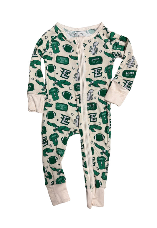 Cream “Bleed Green” Long Sleeve Zippy