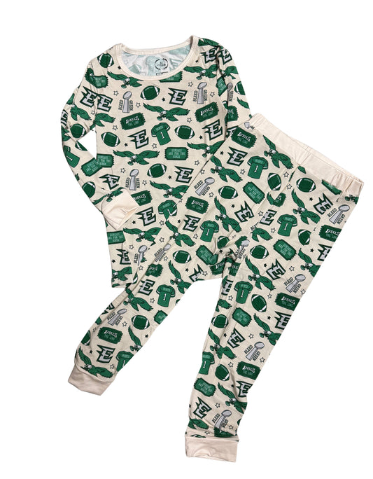 Cream “Bleed Green” Kid's 2 Piece Set
