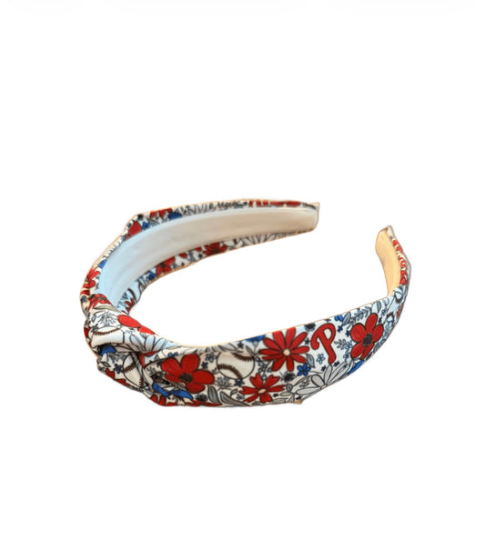 Floral Baseball Knotted Hard Headband