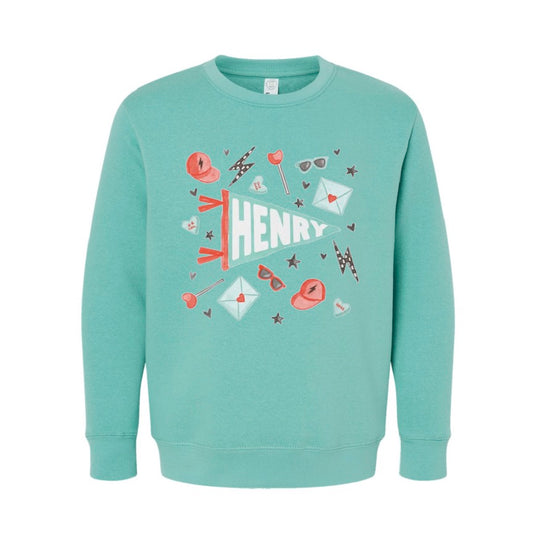 Teal Watercolor Valentine (Unisex Crewneck)