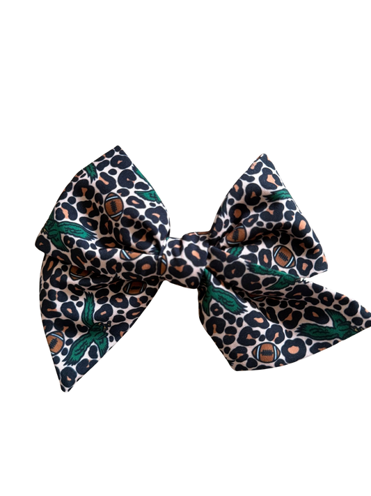 Leopard Football Hair Bow