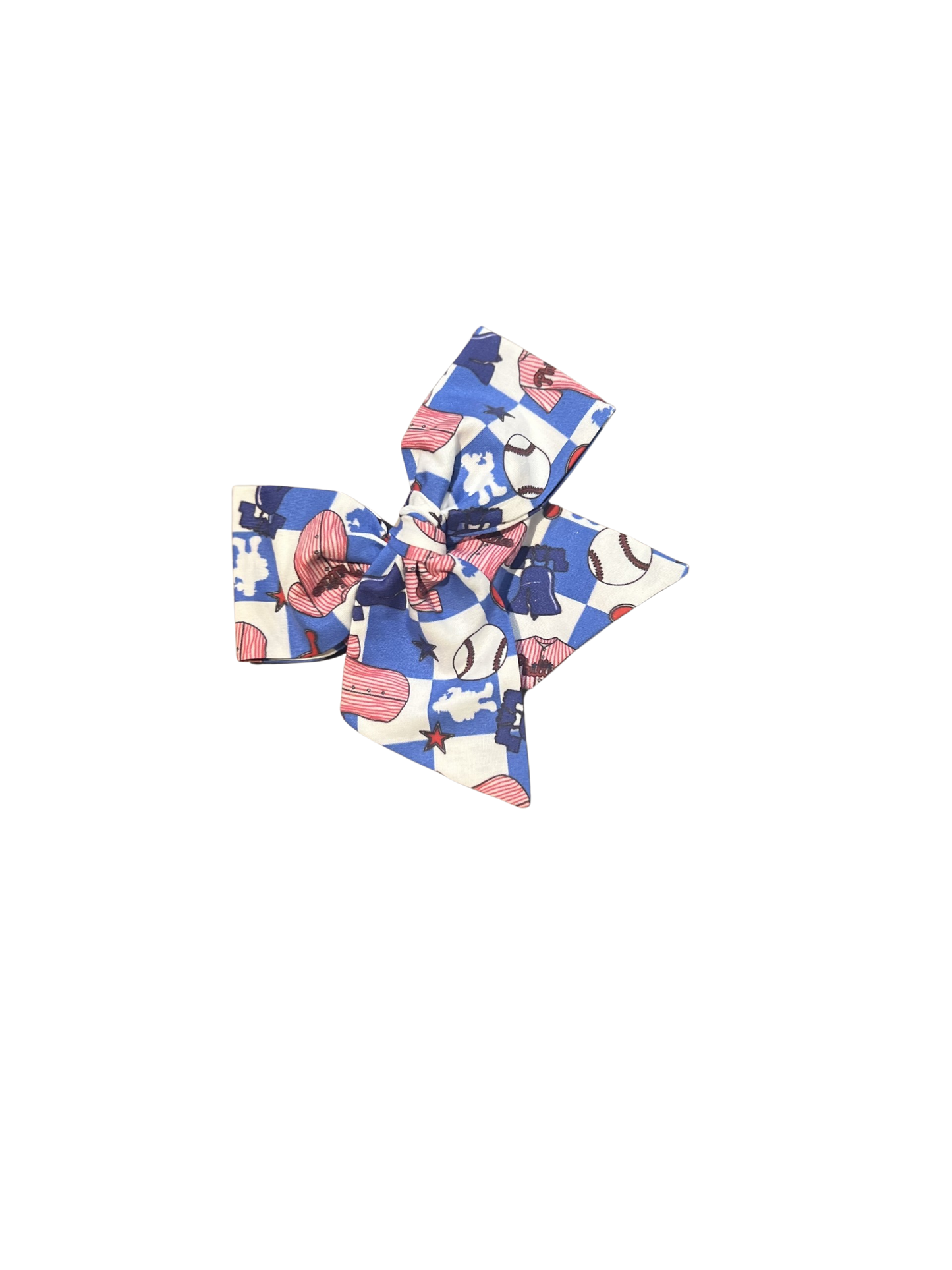 Checkered Baseball Hair Bow